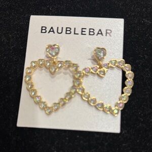 BaubleBar Gold Heart Earrings with Iridescent Accents